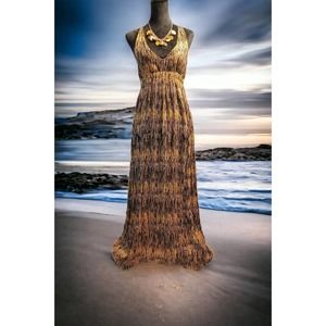 EUC Volcom Sleeveless Tigerstripe Maxi Dress Size s/p 10